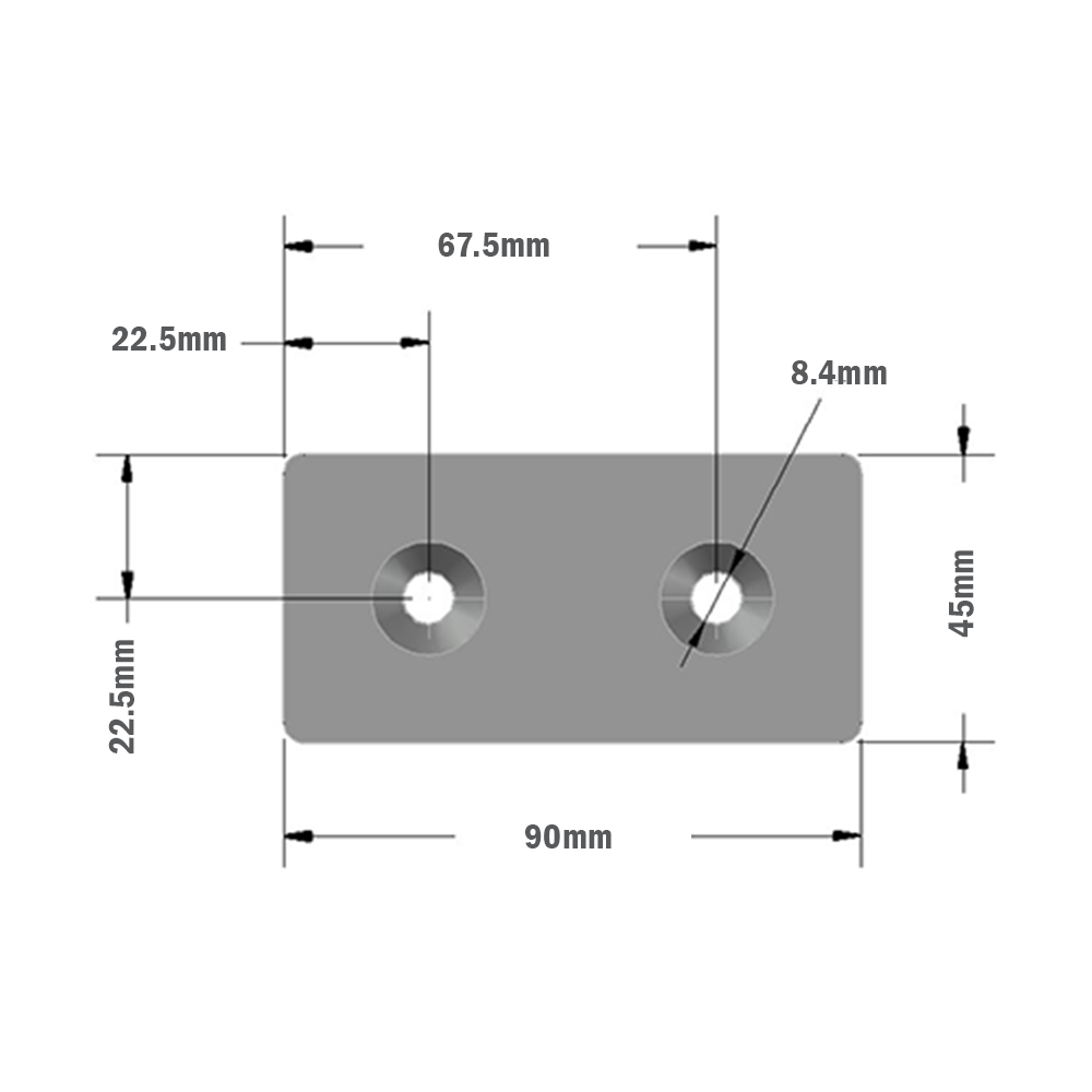 41-180-1 MODULAR SOLUTIONS ALUMINUM CONNECTING PLATE<br>45MM X 90MM FLAT TIE W/HARDWARE